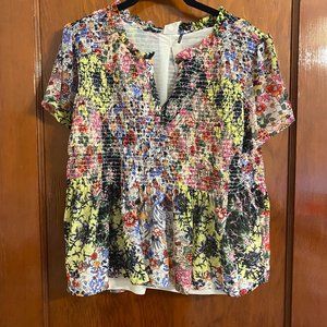 Floral smocked blouse